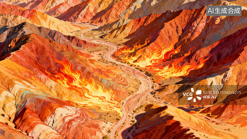 【AI数字艺术】火焰山图片素材