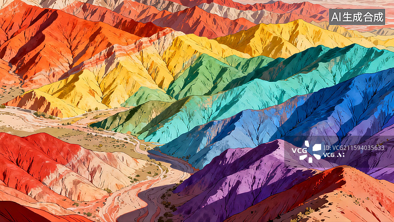 【AI数字艺术】七彩丹霞图片素材