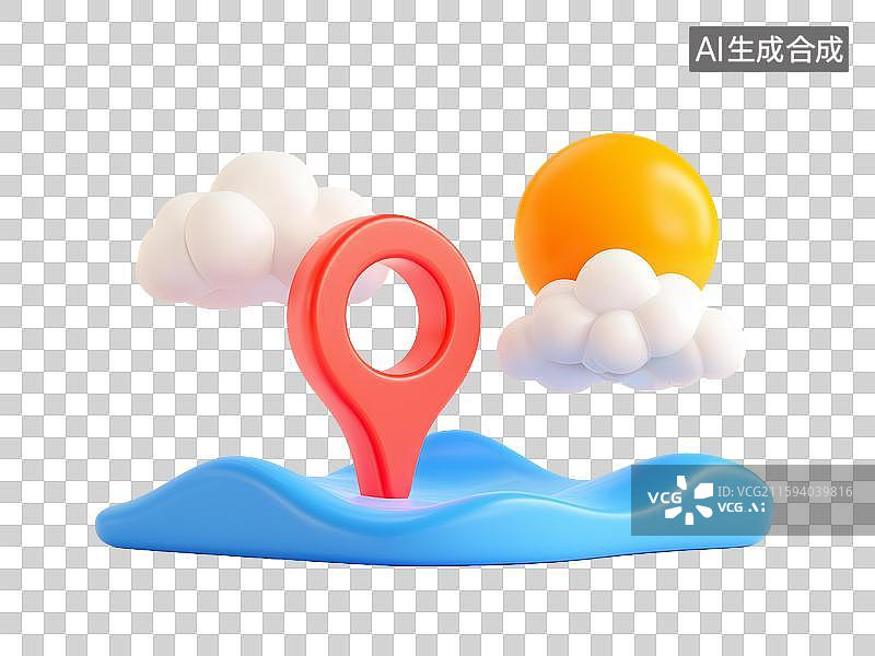 【AI数字艺术】3D立体定位图标元素图片素材