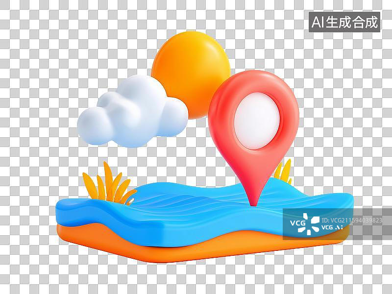 【AI数字艺术】3D立体定位图标元素图片素材