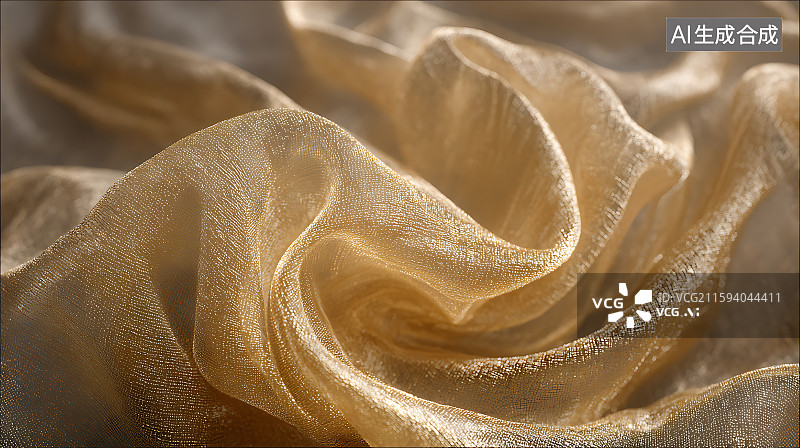 【AI数字艺术】玻璃纤维织物通过编织图案显示出光线，半透明的纹理捕捉金色的阳光并产生柔和的阴影。图片素材