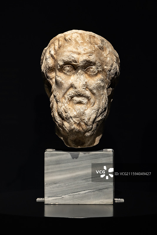 上海世博会博物馆希腊人从阿伽门农到亚历山大荷马头像 2世纪中期图片素材