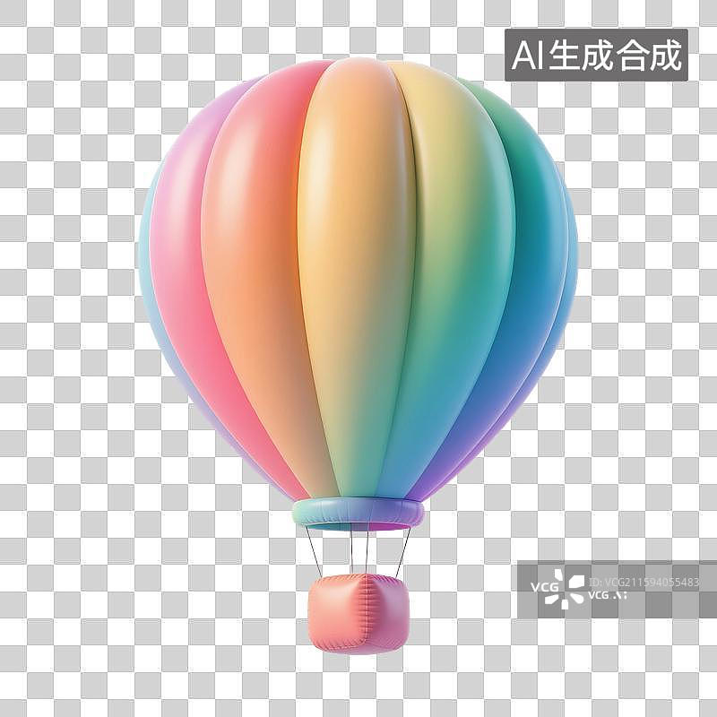 【AI数字艺术】3D渲染，卡通热气球，充气玩具，气球，免抠元素图片素材