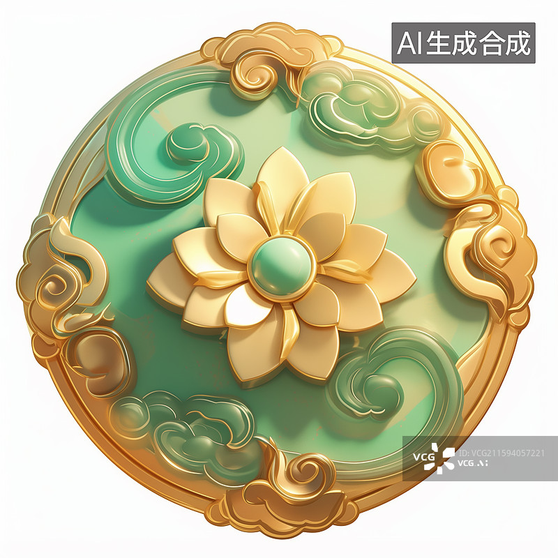 【AI数字艺术】金镶玉奖牌挂件图片素材