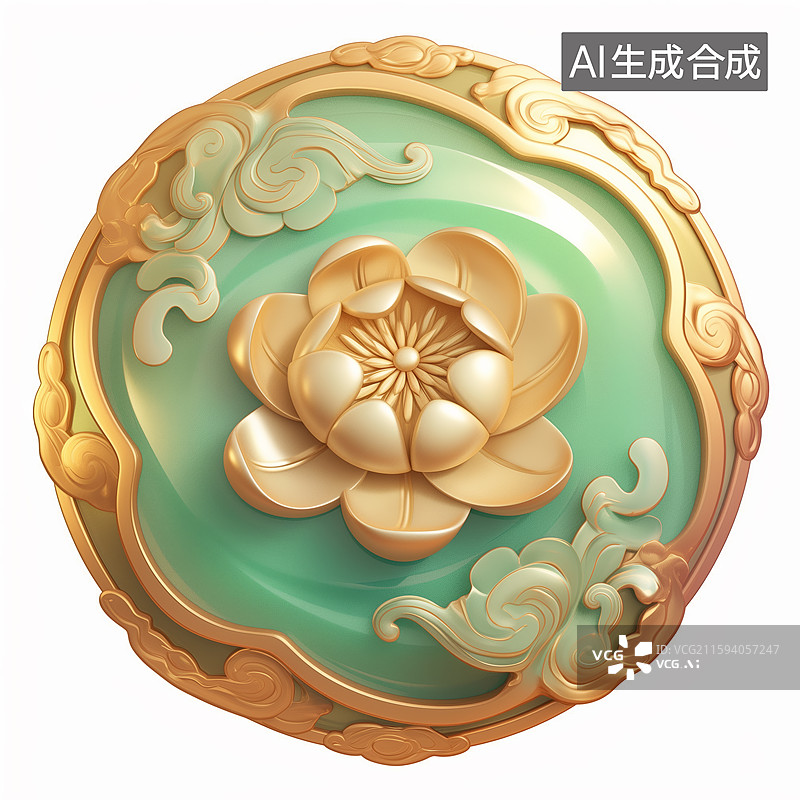 【AI数字艺术】金镶玉奖牌挂件图片素材