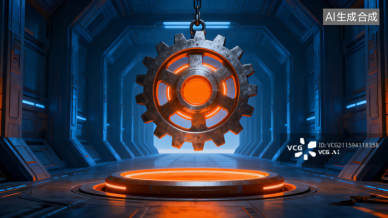 【AI数字艺术】金属齿轮，科技齿轮，抽象概念机件图片素材