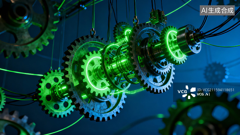 【AI数字艺术】金属齿轮，科技齿轮，抽象概念机件图片素材