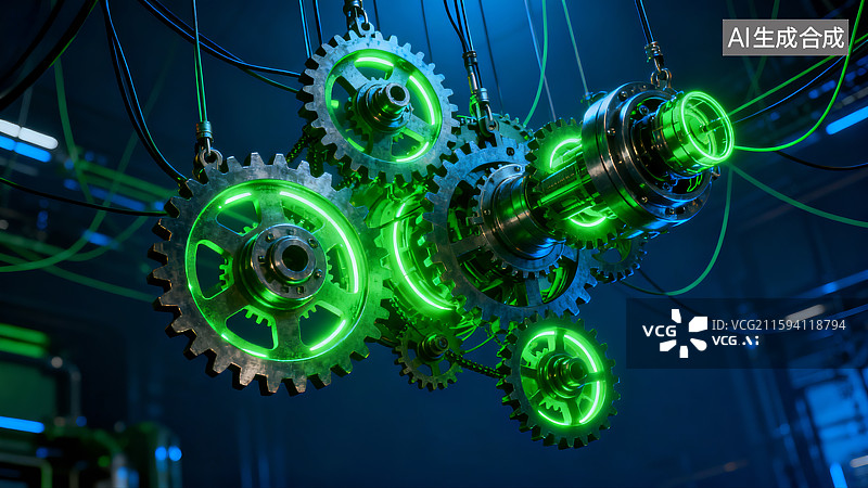 【AI数字艺术】金属齿轮，科技齿轮，抽象概念机件图片素材