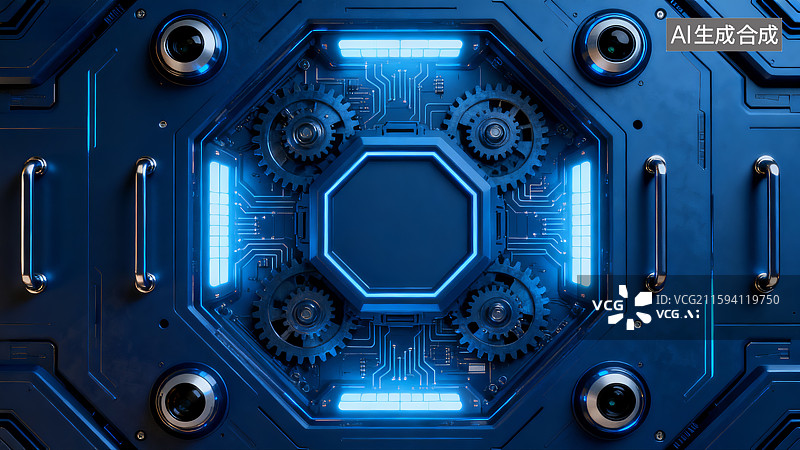 【AI数字艺术】金属齿轮，科技齿轮，抽象概念机件图片素材