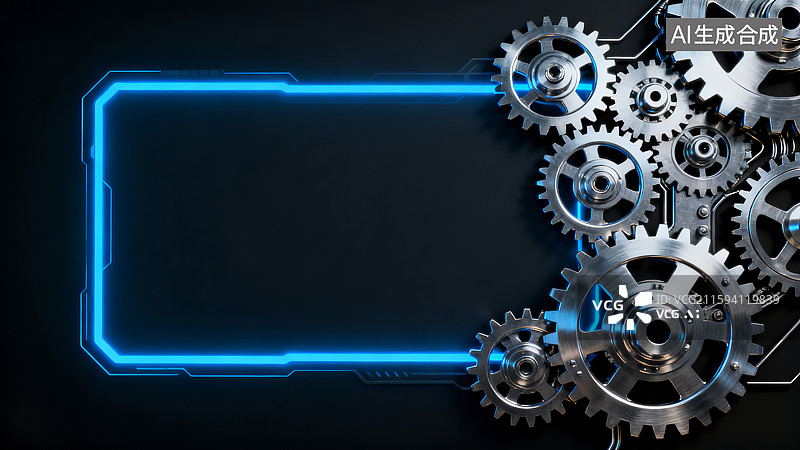 【AI数字艺术】金属齿轮，科技齿轮，抽象概念机件图片素材