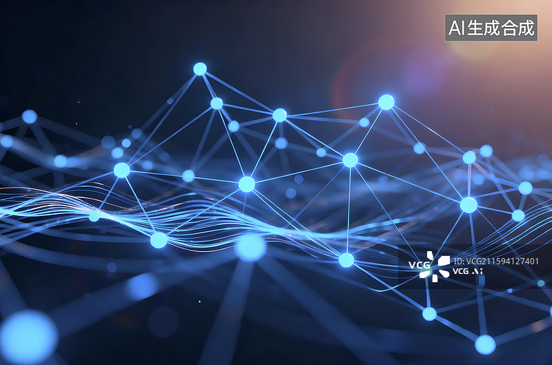 【AI数字艺术】抽象科技网络结构图片素材