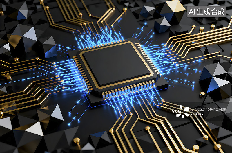 【AI数字艺术】先进电路板与微处理器图片素材