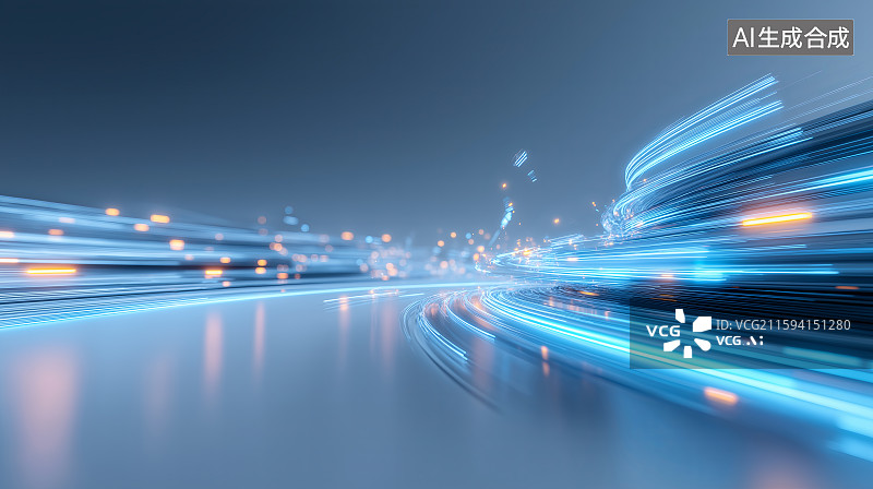 【AI数字艺术】圆环与三维图形组成的抽象未来科技背景图片素材