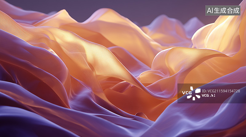 【AI数字艺术】橙紫丝波透光背景图片素材