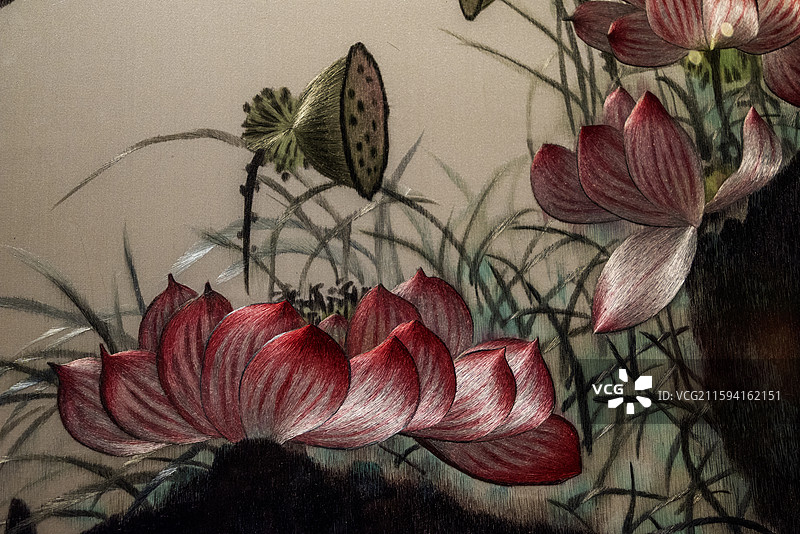 湘绣·《年年有余年年乐》的局部特写 湘绣文化的传承图片素材