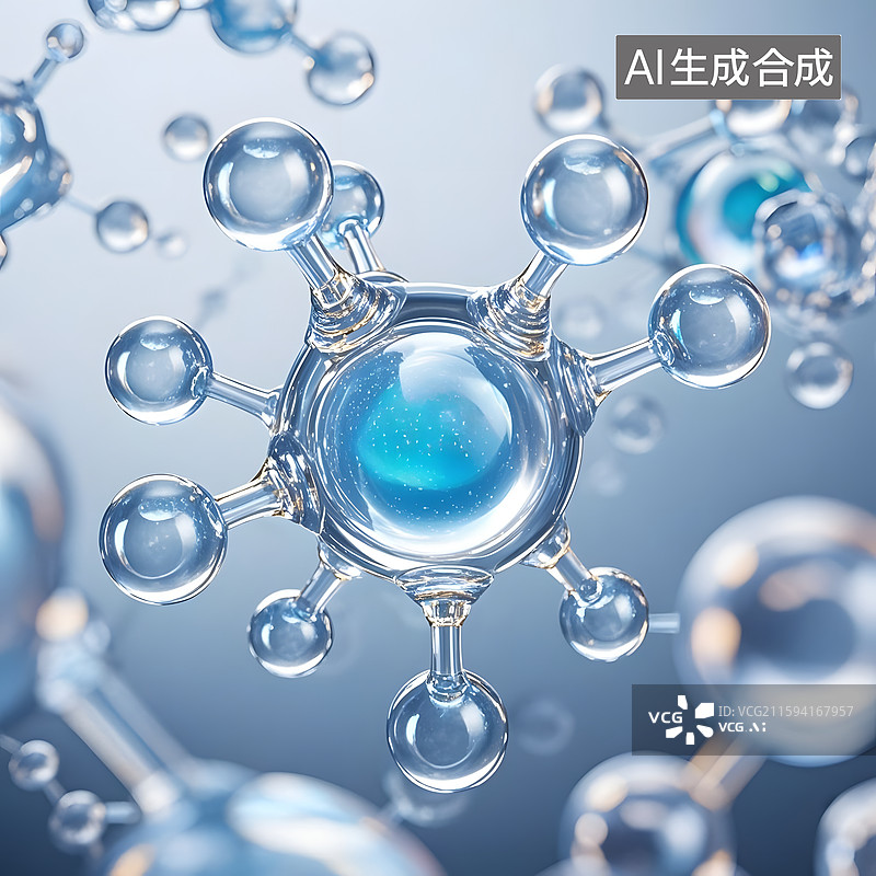 【AI数字艺术】分子结构生物科技制药概念图片素材