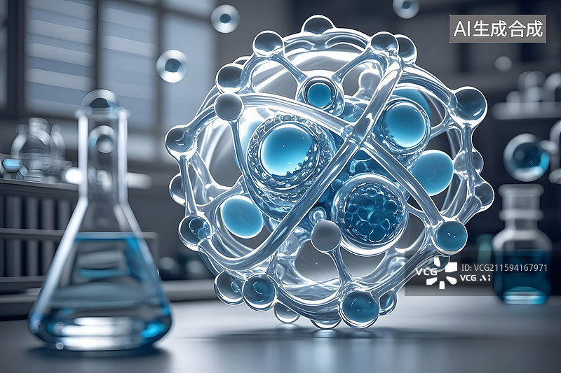 【AI数字艺术】分子结构生物科技制药概念图片素材
