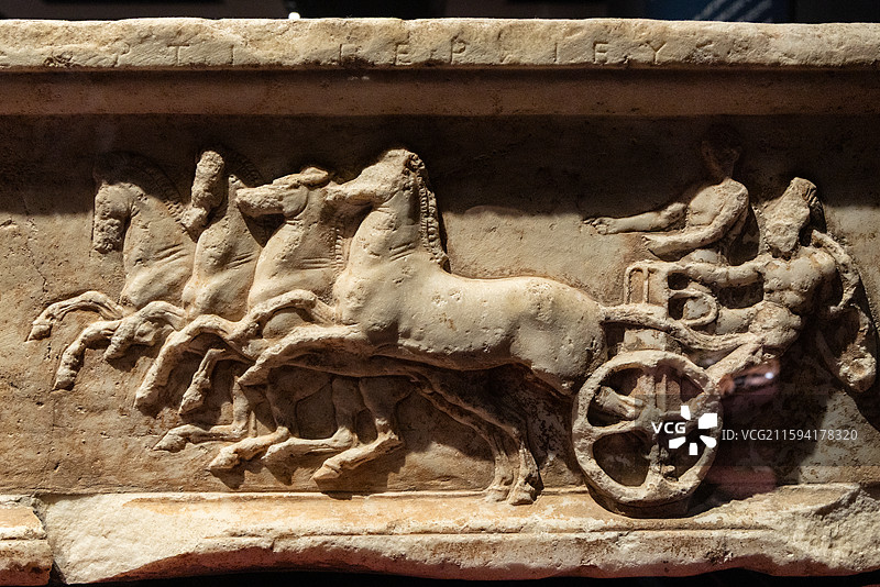 上海世博会博物馆希腊人从阿伽门农到亚历山大战车比赛胜利者纪念碑基座 400-350BC 来自阿提卡大图片素材