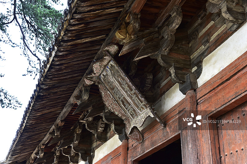 山西省忻州市五台县五台山古建筑佛光寺东大殿牌匾图片素材