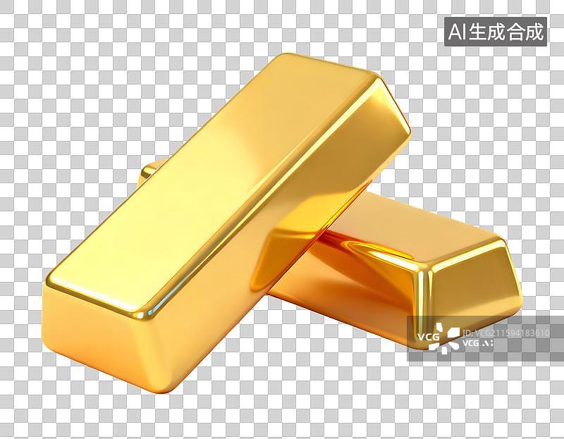 【AI数字艺术】3D渲染的黄金金条金融理财商务卡通插画元素图片素材