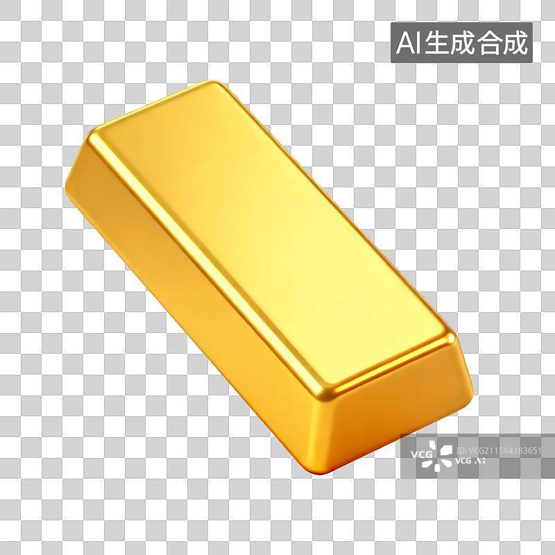 【AI数字艺术】3D渲染的黄金金条金融理财商务卡通插画元素图片素材