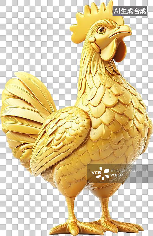 【AI数字艺术】黄金公鸡图片素材