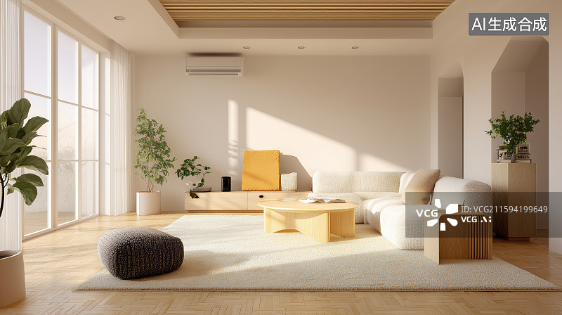 【AI数字艺术】现代简约日式装修客厅设计图片素材