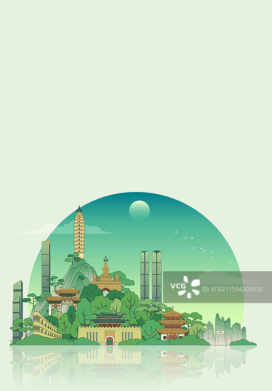 昆明城市建筑插画图片素材