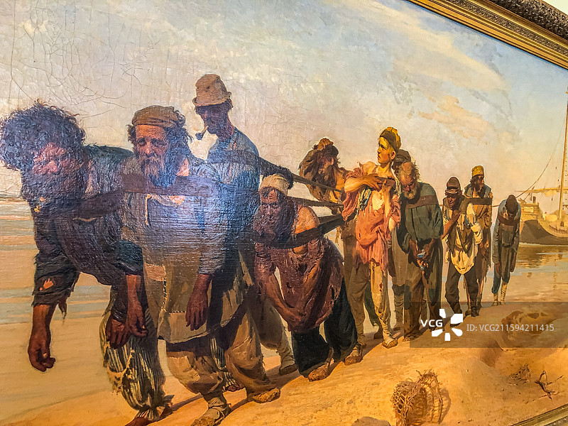 《伏尔加河上的纤夫》 列宾 俄罗斯国家博物馆 世界名画 镇馆之宝图片素材