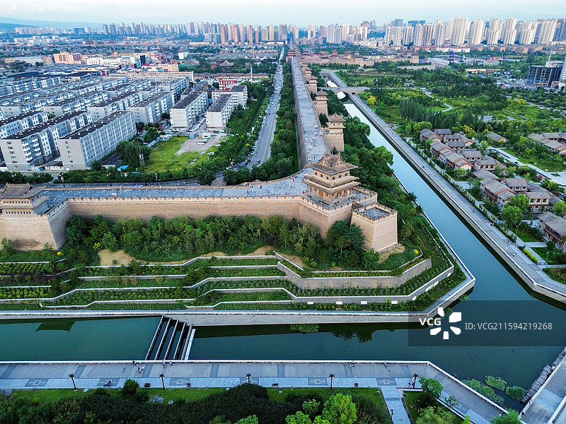 山西大同古城航拍图片素材