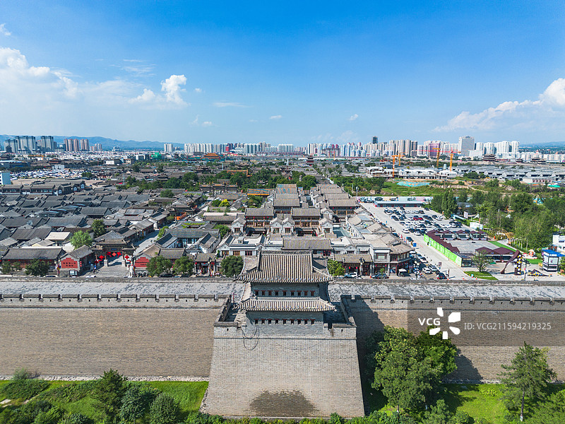 山西大同古城航拍图片素材