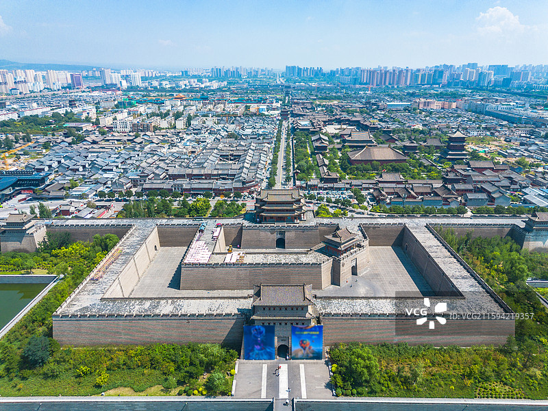 山西大同古城航拍图片素材