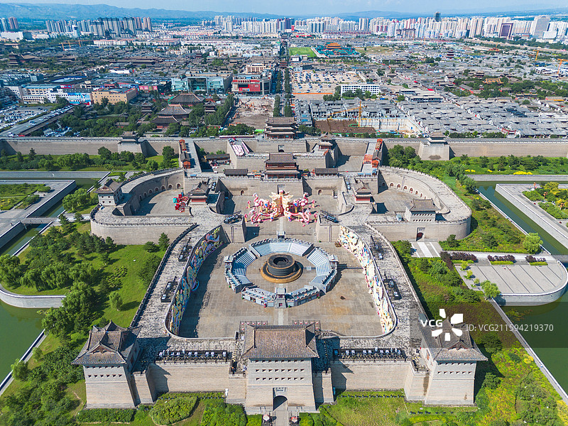 山西大同古城航拍图片素材