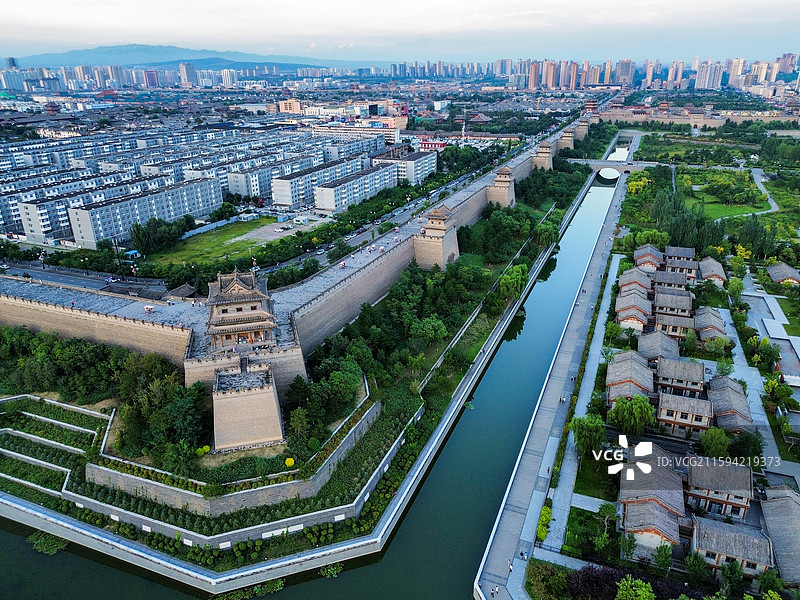 山西大同古城航拍图片素材