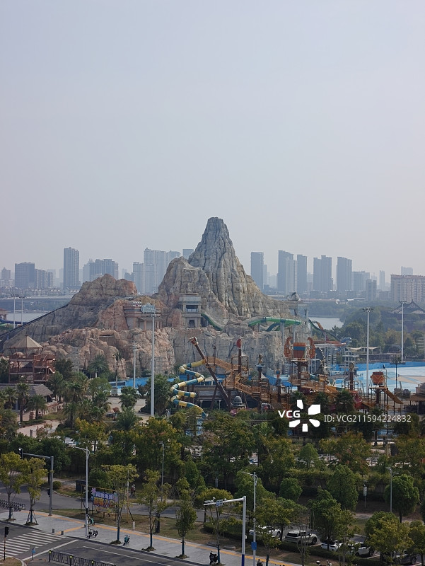 秋风起雾霾-南昌象湖+玛雅海滩水公园图片素材