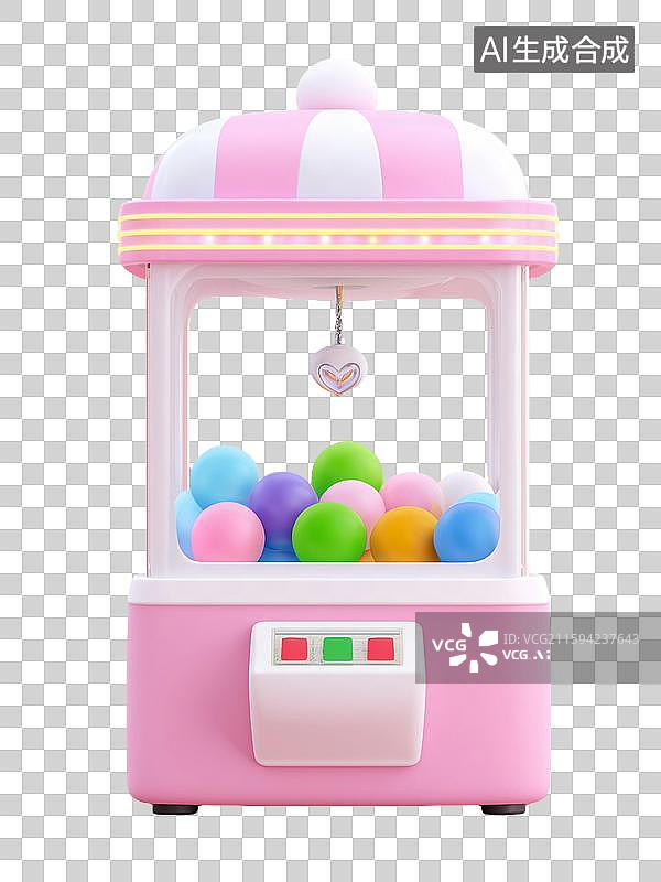 【AI数字艺术】3D立体粉色可爱扭蛋机图片素材