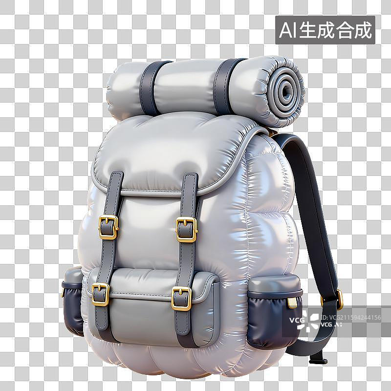 【AI数字艺术】3D三维膨胀气球风格露营徒步背包元素图片素材