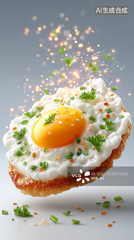 【AI数字艺术】煎蛋与香料食材摆盘图片素材