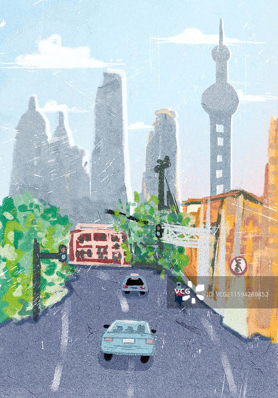 城市街道建筑路面图片素材