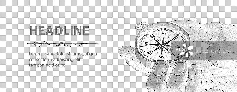 数字化的手持指南针，象征商业策略图片素材