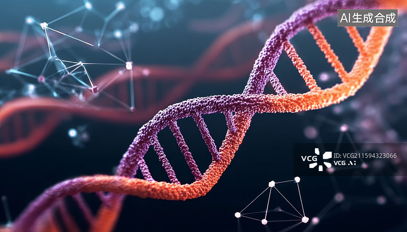 【AI数字艺术】双螺旋DNA分子结构图图片素材