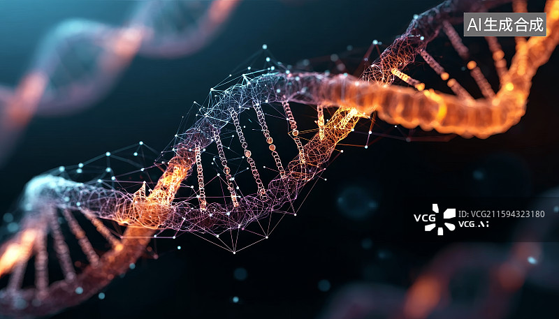 【AI数字艺术】双螺旋DNA分子结构图图片素材