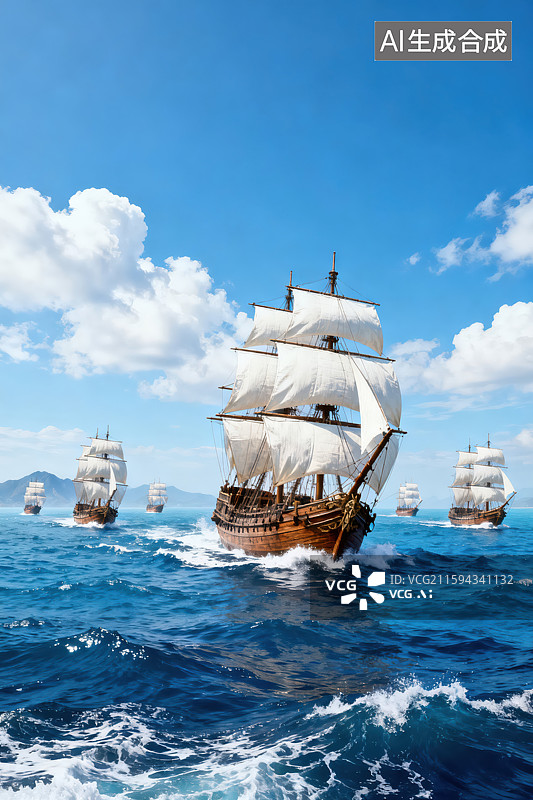 【AI数字艺术】帆船在海上航行图片素材
