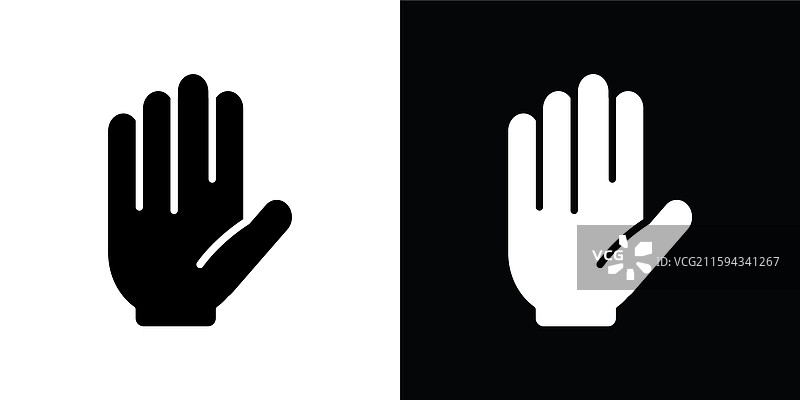 手形图标停止标志细线扁平化图片素材