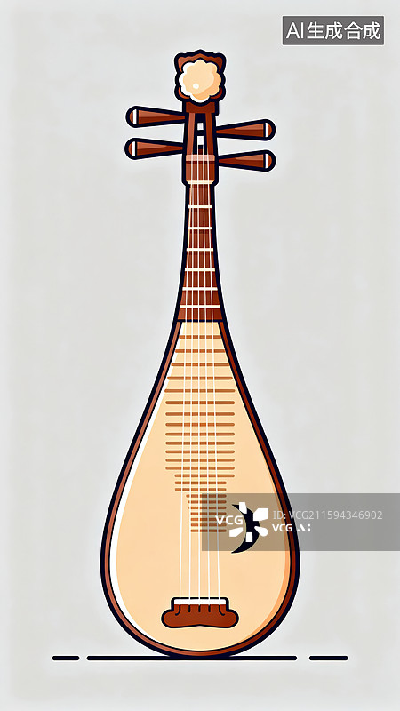 【AI数字艺术】中国传统乐器琵琶插画图片素材