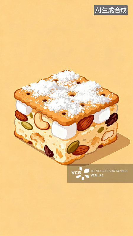 【AI数字艺术】美味坚果饼干点心图片素材