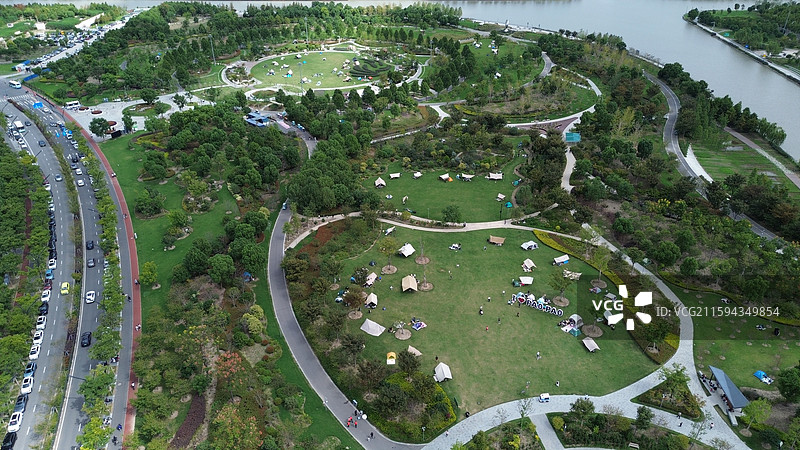 上海奉贤，上海之鱼景区，无人机航拍，泡泡公园，蚂蚁乐园图片素材