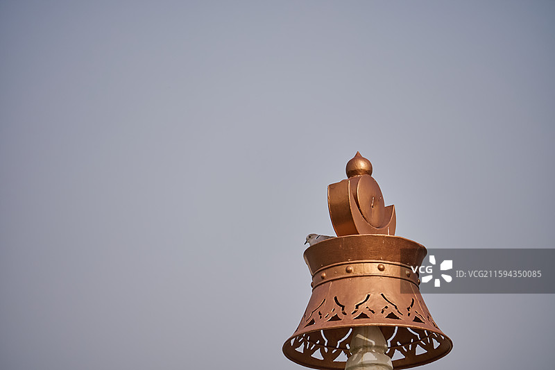 甘肃武威凉州白塔寺景区白塔顶上的灰斑鸠图片素材