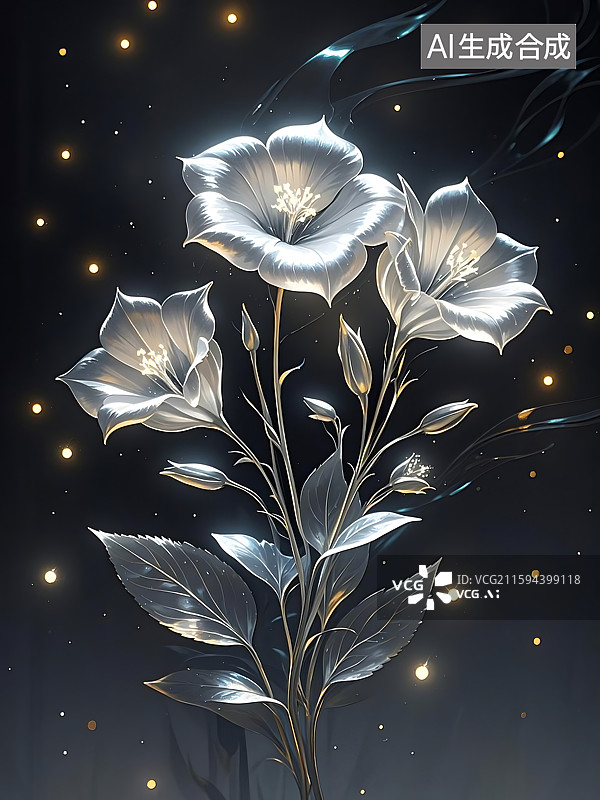 【AI数字艺术】梦幻荧光桔梗花图片素材