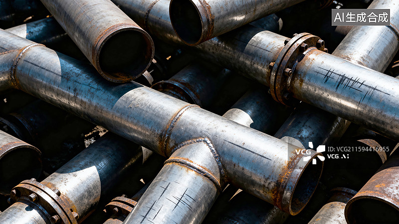 【AI数字艺术】金属管件工业生产场景图片素材